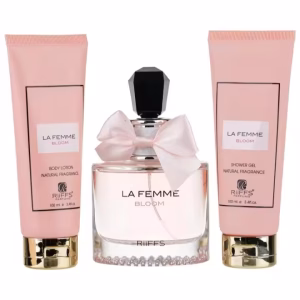 Set de regalo la Femme Bloom perfume 100ml+Gel de Ducha 100ml + Loción Corporal 100ml Riiffs,Pack de regalo femenino NOVEDAD